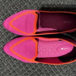 Birdies Pink & Orange Knit Pointed Flats
